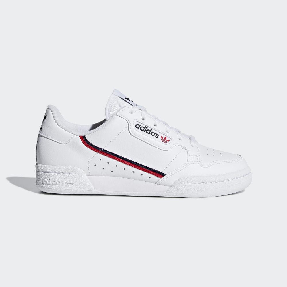 Adidas Girls' Continental 80 Originals Shoes White/Deep Red/Navy Ireland F99787